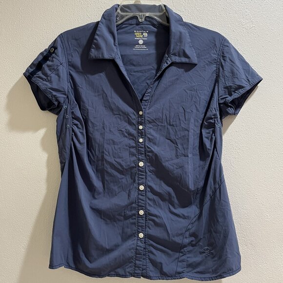 MOUNTAIN HARDWEAR Women's Blue Short-Sleeve Button-Up Shirt - Size 10 - Picture 2 of 5